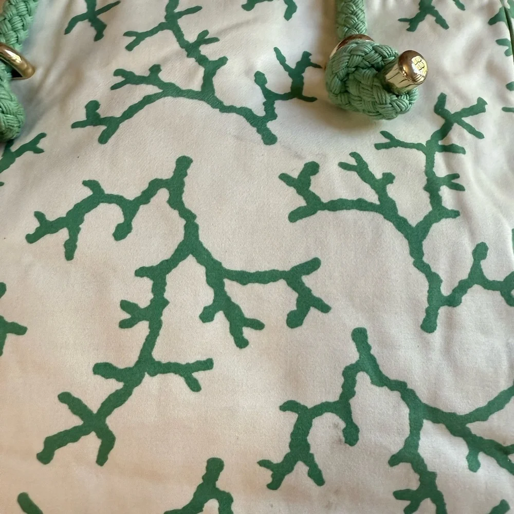 Vintage Kate Spade Cream and Green Patterned Tote|Luxury Vintage Bags| Y2K